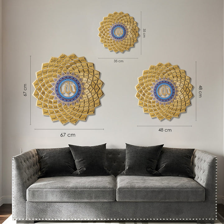 3D Metal 99 Names of Allah Wall Art (Asmaul Husna) - WAM173
