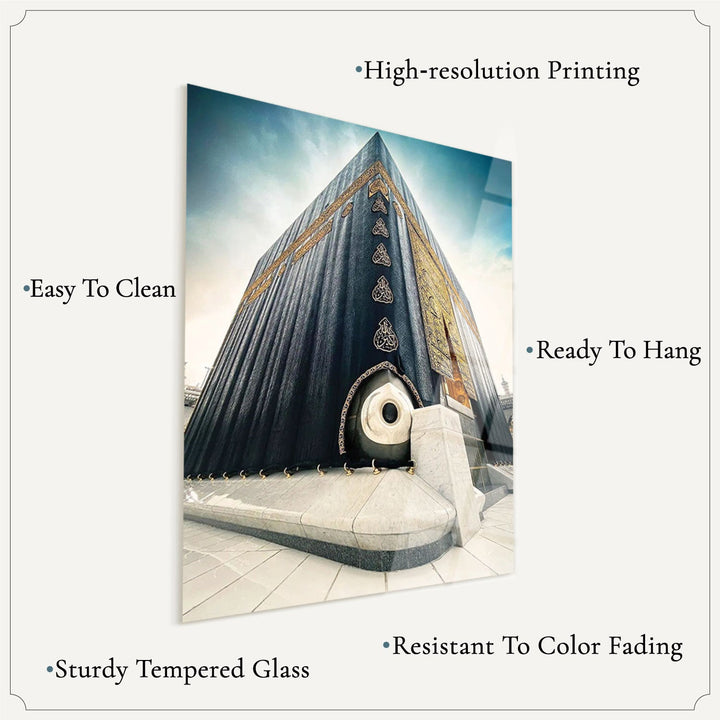 Moonlit Blue Mosque Glass Islamic Wall Art - WTC060