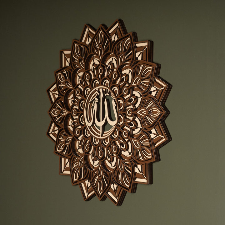 3D Multilayer Allah Written Wooden Islamic Wall Art - WAAH007