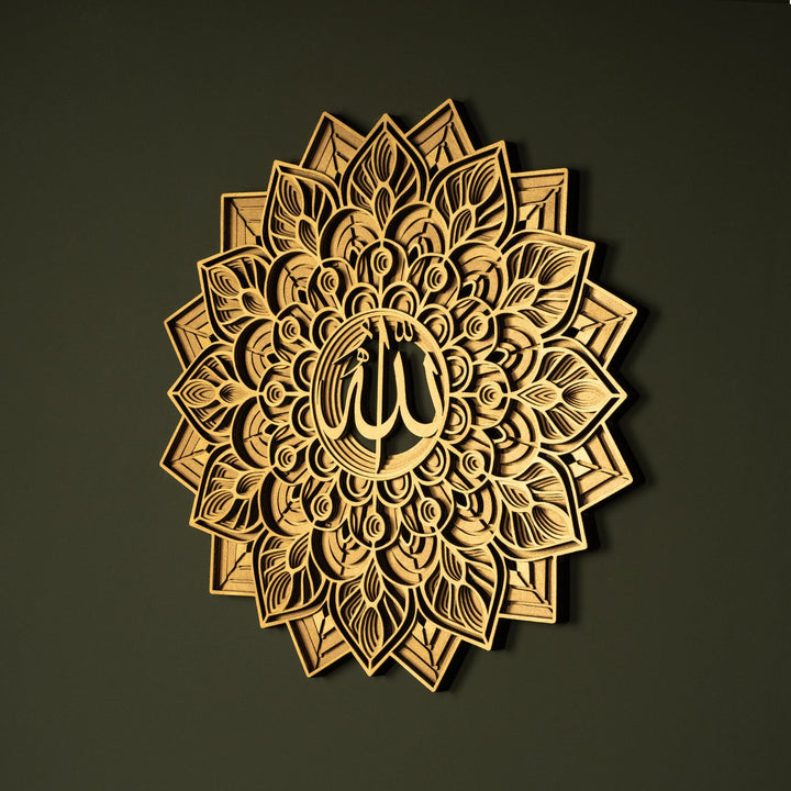 3D Multilayer Allah Written Wooden Islamic Wall Art - WAAH010