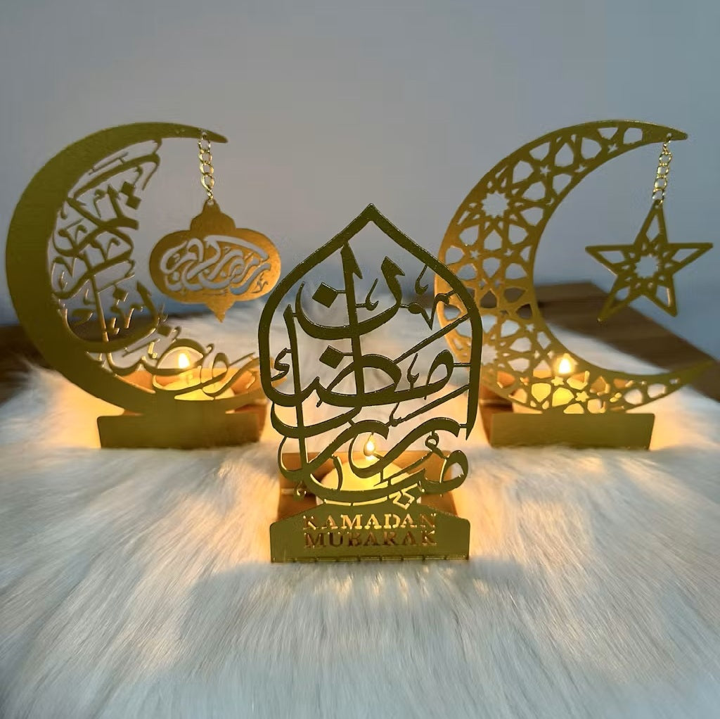 Ramadan Mubarak Set of 3 Metal Candle Holder - WAMH099