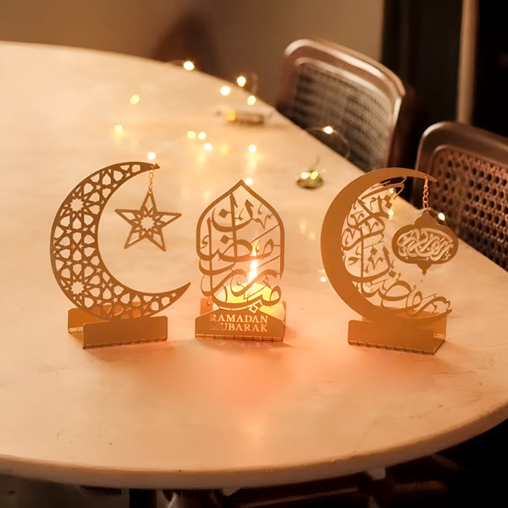 Ramadan Mubarak Set of 3 Metal Candle Holder - WAMH099