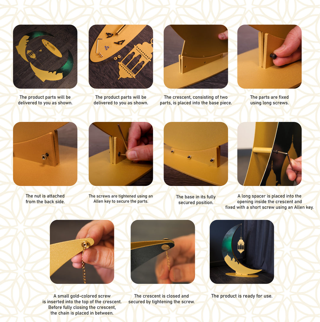 68 cm 3D Colorful Metal Ramadan Moon - WAMH227