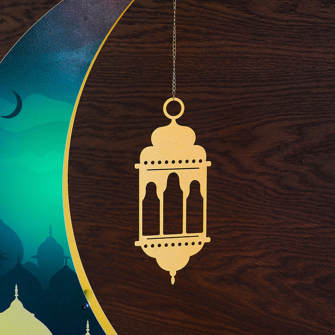 68 cm 3D Colorful Metal Ramadan Moon - WAMH227