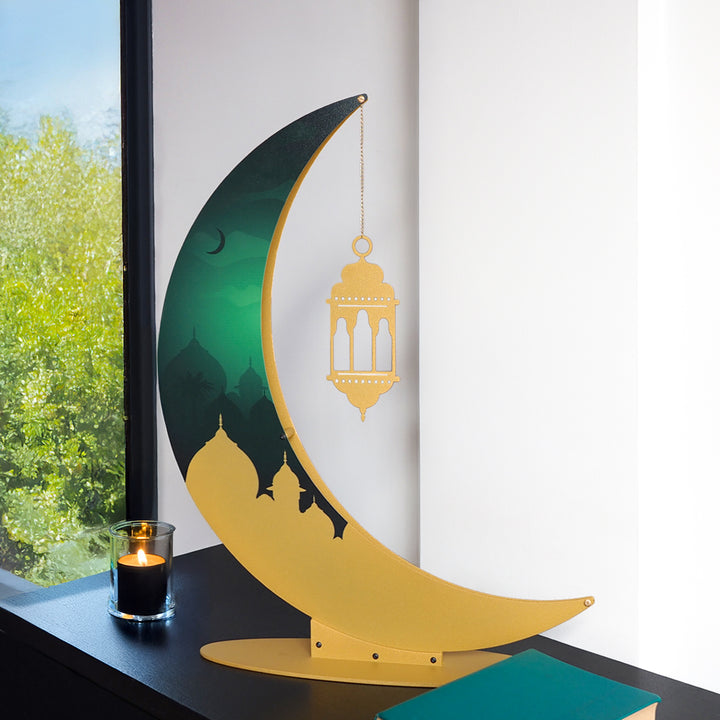 68 cm 3D Colorful Metal Ramadan Moon - WAMH227