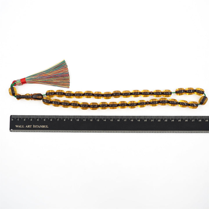 Capsule Cut Fire Amber Tasbeeh with Multicolor Tassel – WATD346