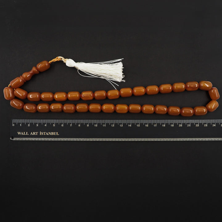 Capsule Cut Pressed Amber Tasbeeh with Cream Tassel – WATD350