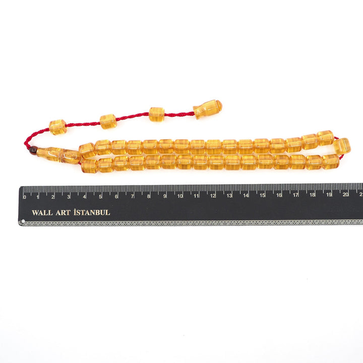 Capsule Cut Pressed Amber Tasbeeh with Red Cord – WATD355