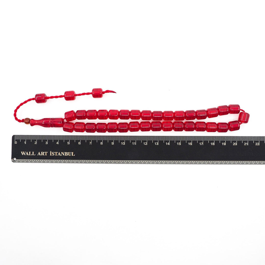Capsule Cut Fire Amber Tasbeeh with Red Cord – WATD357