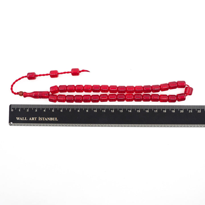 Capsule Cut Fire Amber Tasbeeh with Red Cord – WATD357