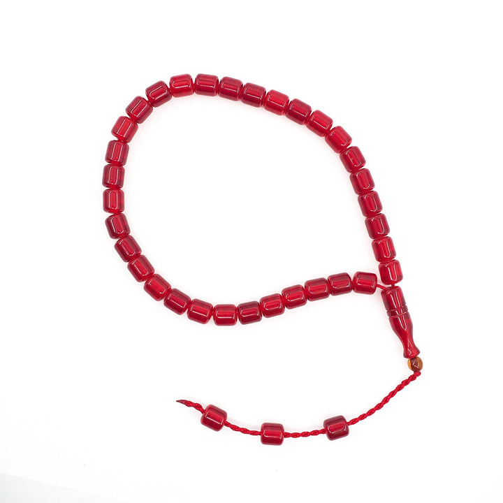 Capsule Cut Fire Amber Tasbeeh with Red Cord – WATD357
