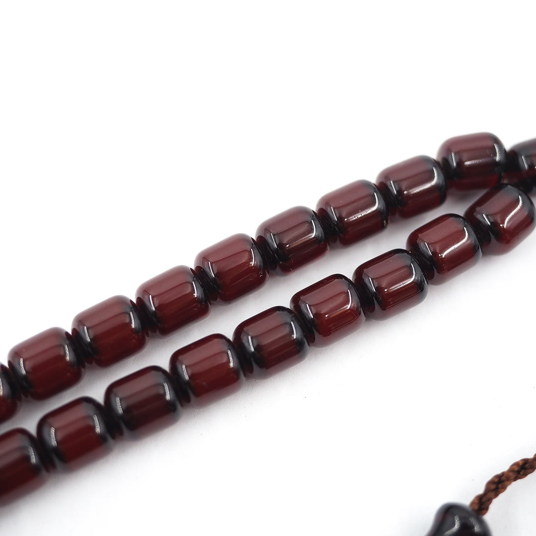 Capsule Cut Pressed Amber Tasbeeh with Brown Cord – WATD361