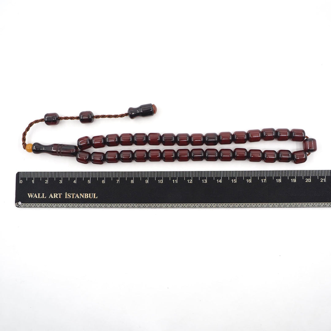 Capsule Cut Pressed Amber Tasbeeh with Brown Cord – WATD361