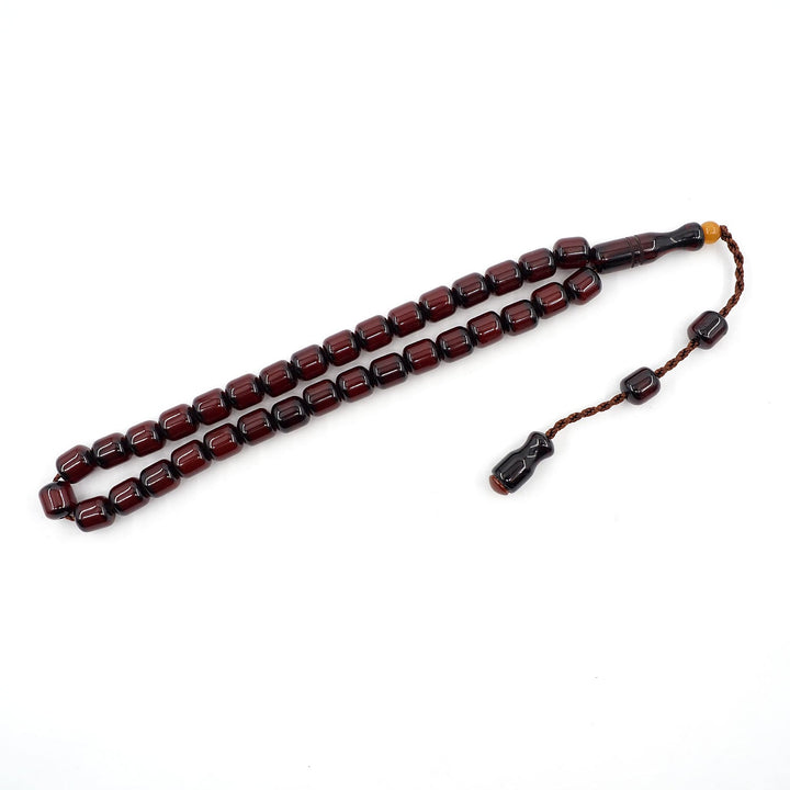 Capsule Cut Pressed Amber Tasbeeh with Brown Cord – WATD361