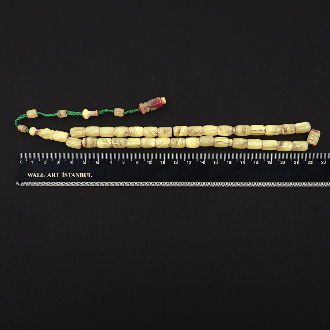Pressed Amber Tasbeeh with Capsule Cut & Countersunk Beads – WATD370