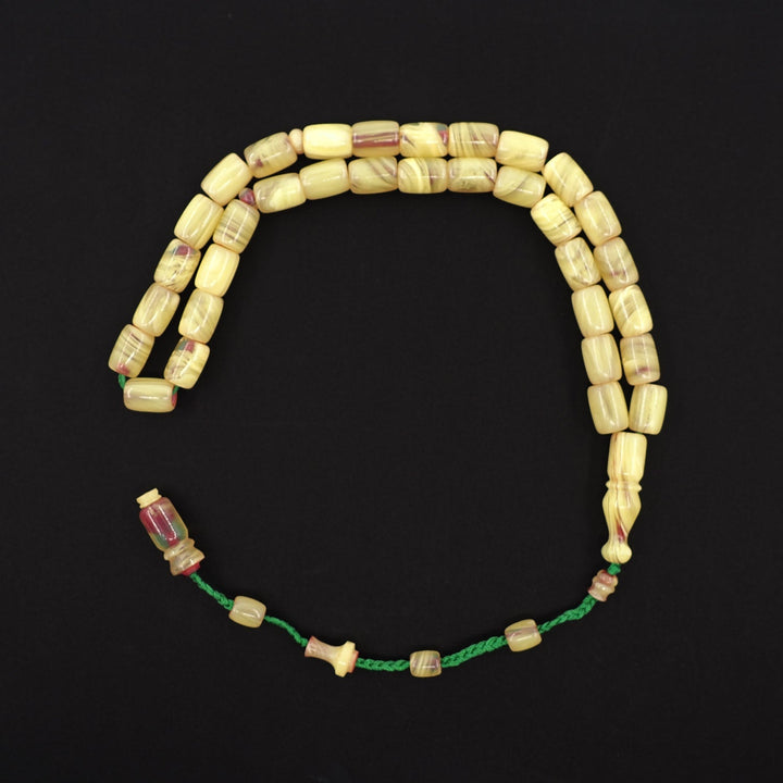 Pressed Amber Tasbeeh with Capsule Cut & Countersunk Beads – WATD370