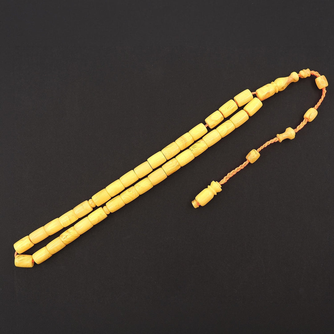 Master Signed Pressed Amber Tasbeeh with Faceted Cut & Countersunk Beads – WATD373