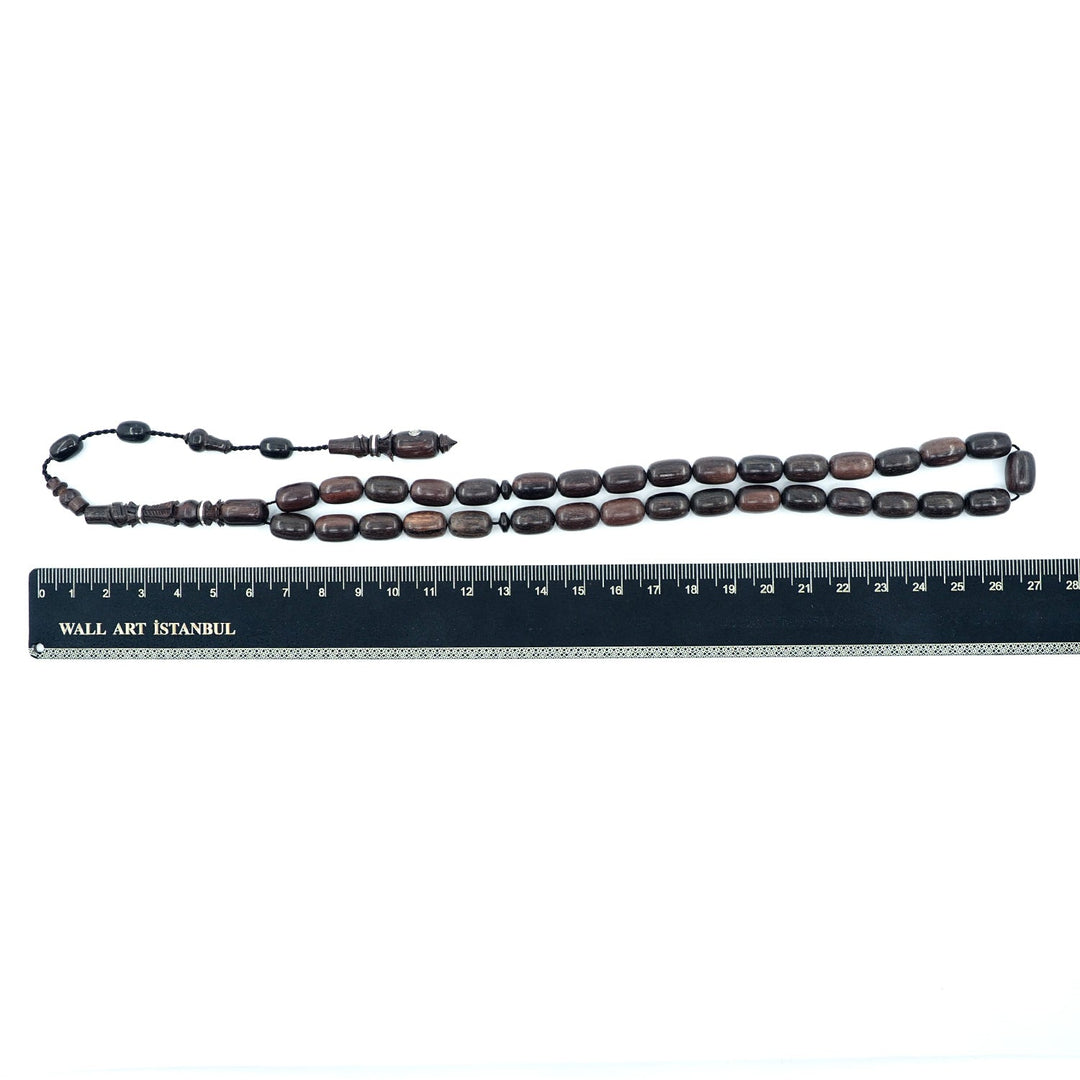 Premium Red Ebony Wood Tasbeeh with Capsule Cut Beads & Engraved Imam Bead – WATD396