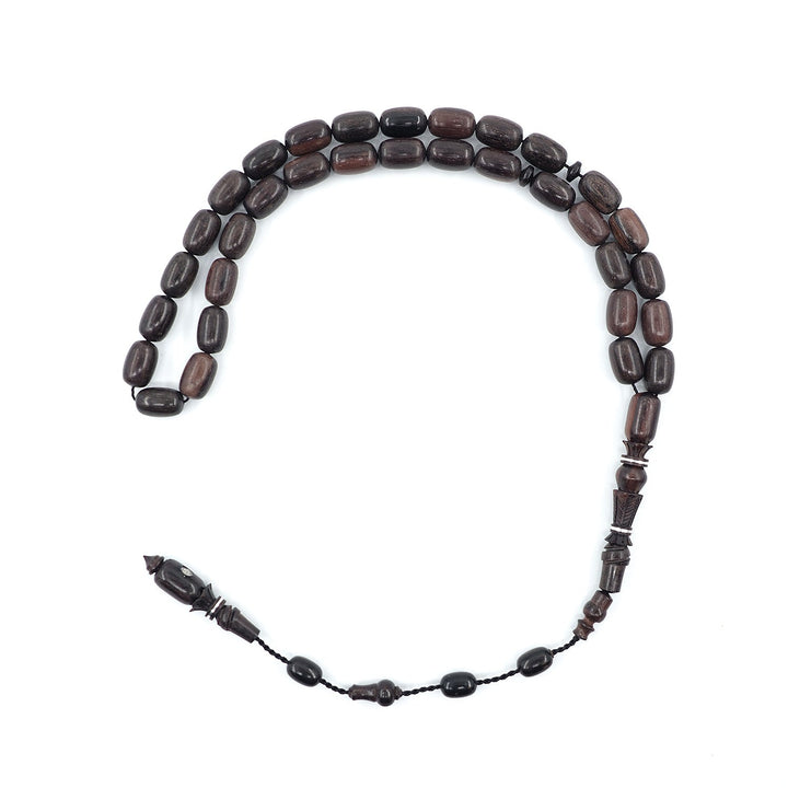 Premium Red Ebony Wood Tasbeeh with Capsule Cut Beads & Engraved Imam Bead – WATD396