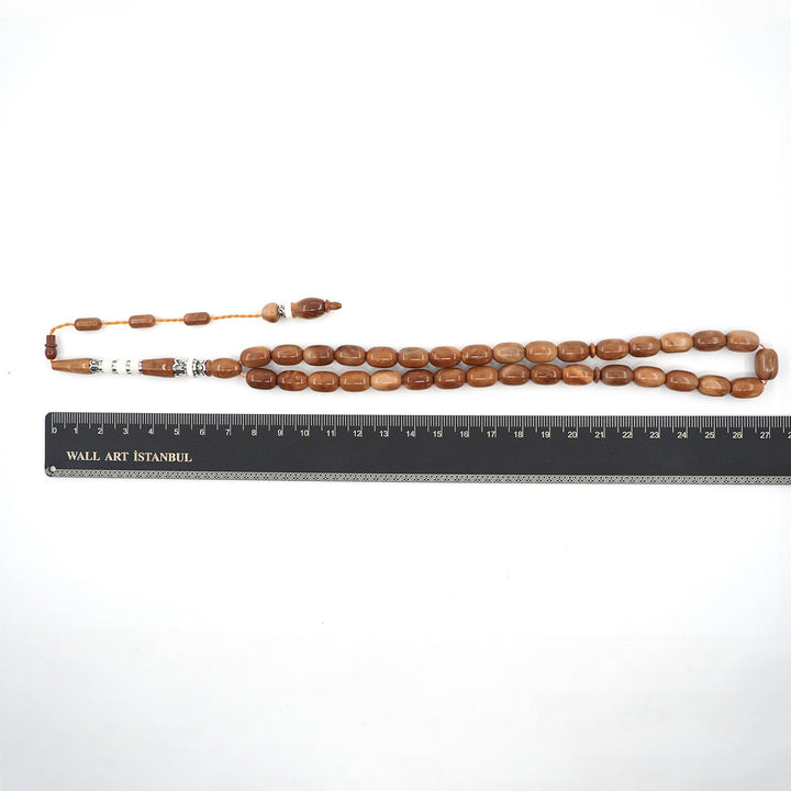 Premium Kuka Wood Tasbeeh with Capsule Cut Beads & Silver-Engraved Imam Bead – WATD400