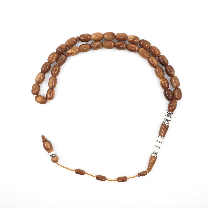Premium Kuka Wood Tasbeeh with Capsule Cut Beads & Silver-Engraved Imam Bead – WATD400