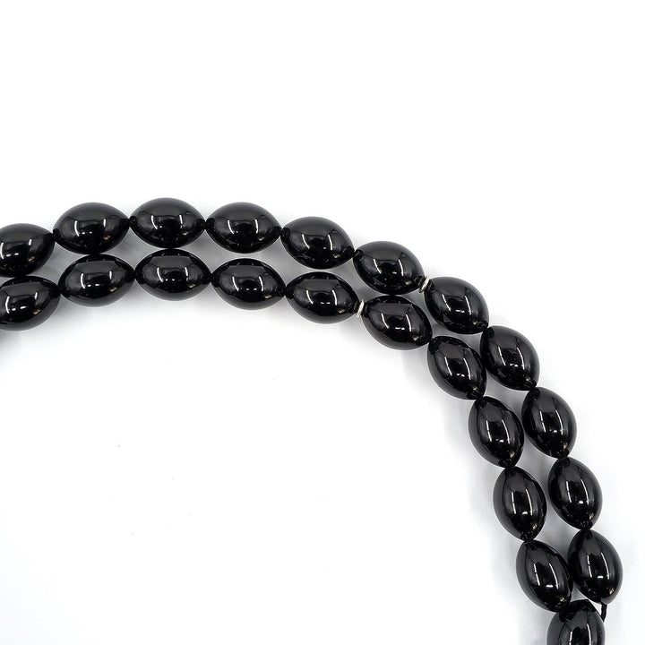 Premium Oltu Stone Tasbeeh Featuring Oval Cut Beads & Silver-Engraved Tassel – WATD402