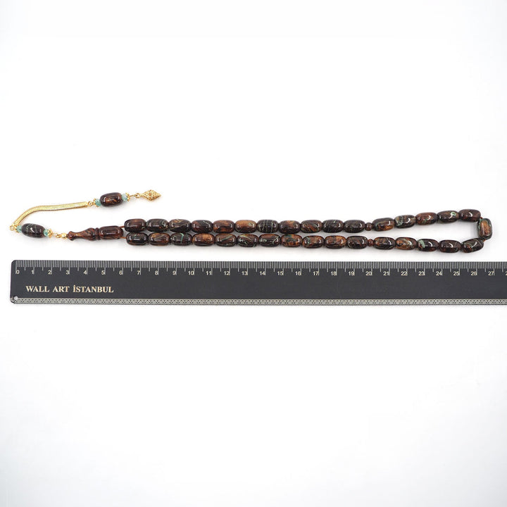 Capsule-Cut Countersunk-Drilled Catalin Tasbeeh with Silver Imam Bead – WATD419