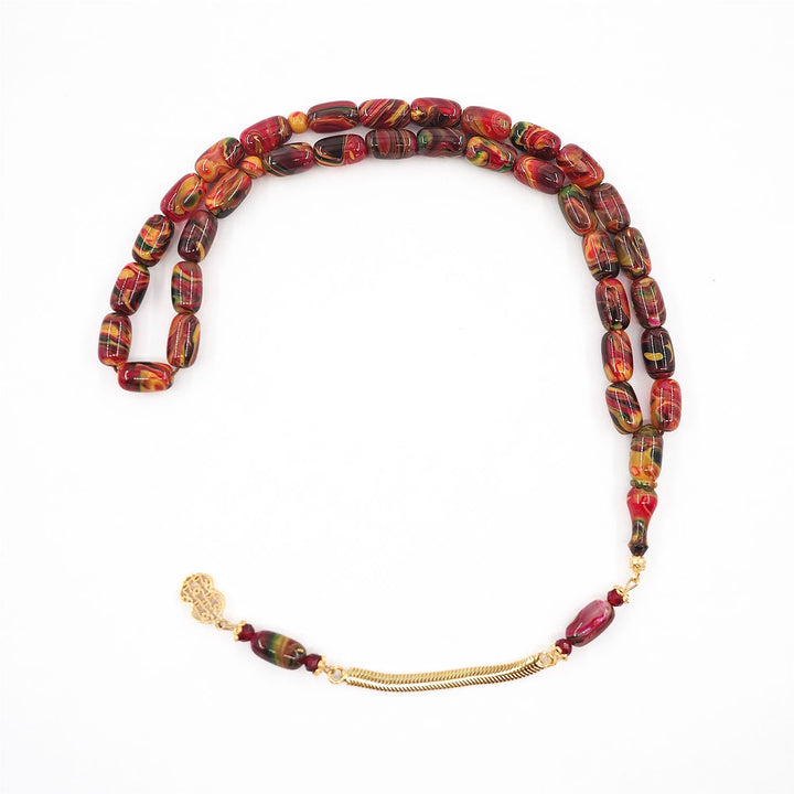 Capsule-Cut Countersunk-Drilled Catalin Tasbeeh with Silver Imam Bead – WATD420