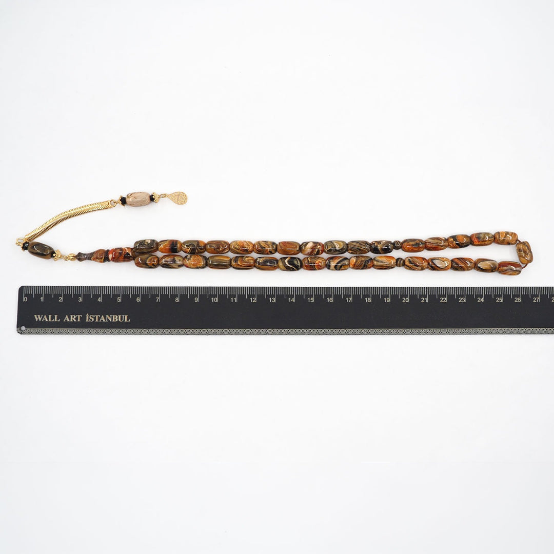 Capsule-Cut Countersunk-Drilled Catalin Tasbeeh with Silver Imam Bead – WATD424