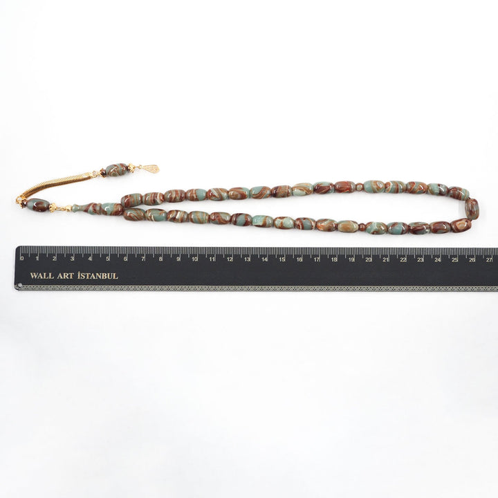 Capsule-Cut Countersunk-Drilled Catalin Tasbeeh with Silver Imam Bead – WATD425
