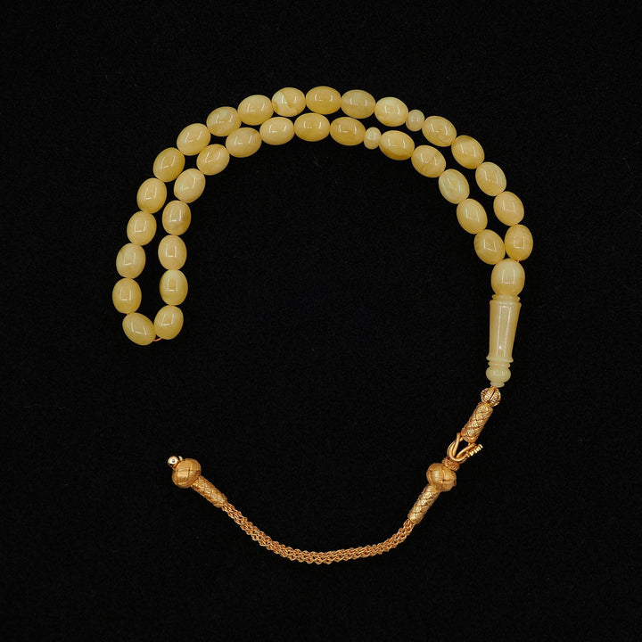 Premium Natural Baltic Amber Capsule Cut 1000 Sterling Silver Kazaz Tassel Tasbeeh - WATD457