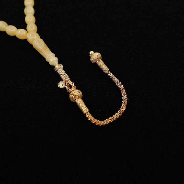 Premium Natural Baltic Amber Capsule Cut 1000 Sterling Silver Kazaz Tassel Tasbeeh - WATD457