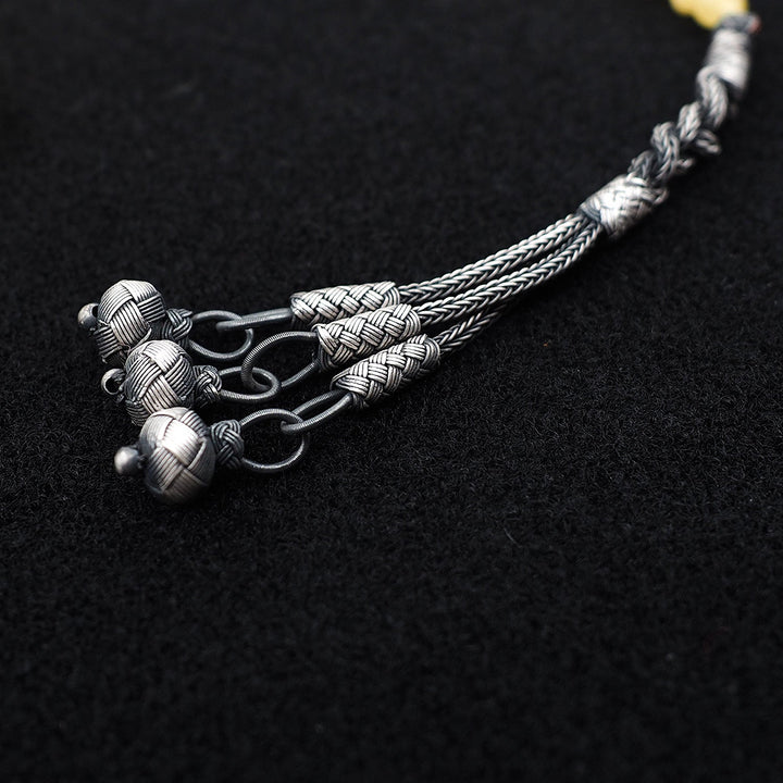 Premium Natural Baltic Amber Capsule Cut 1000 Sterling Silver Kazaz Tassel Tasbeeh - WATD461