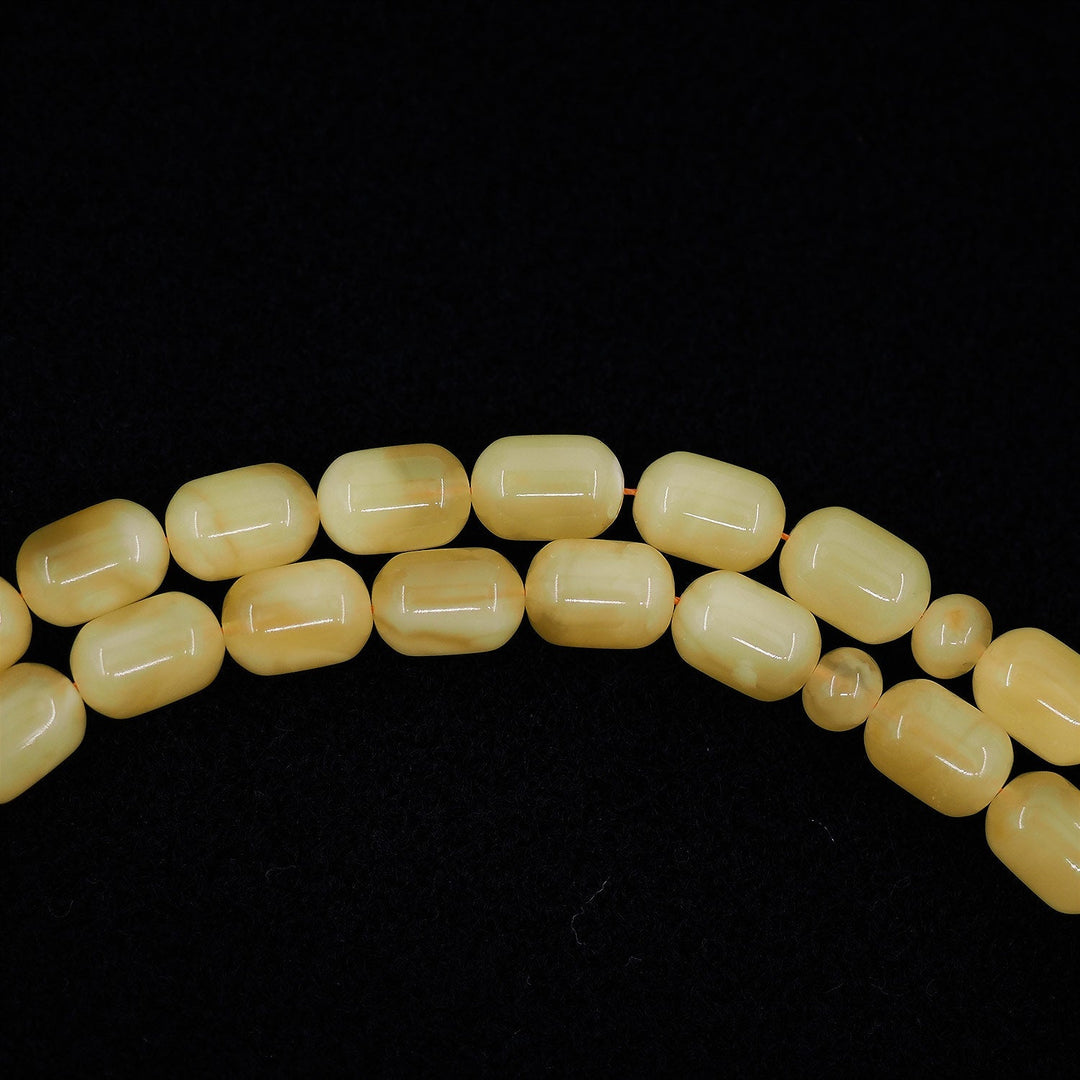 Premium Natural Baltic Amber Capsule Cut Silver Tassel Tasbeeh - WATD468