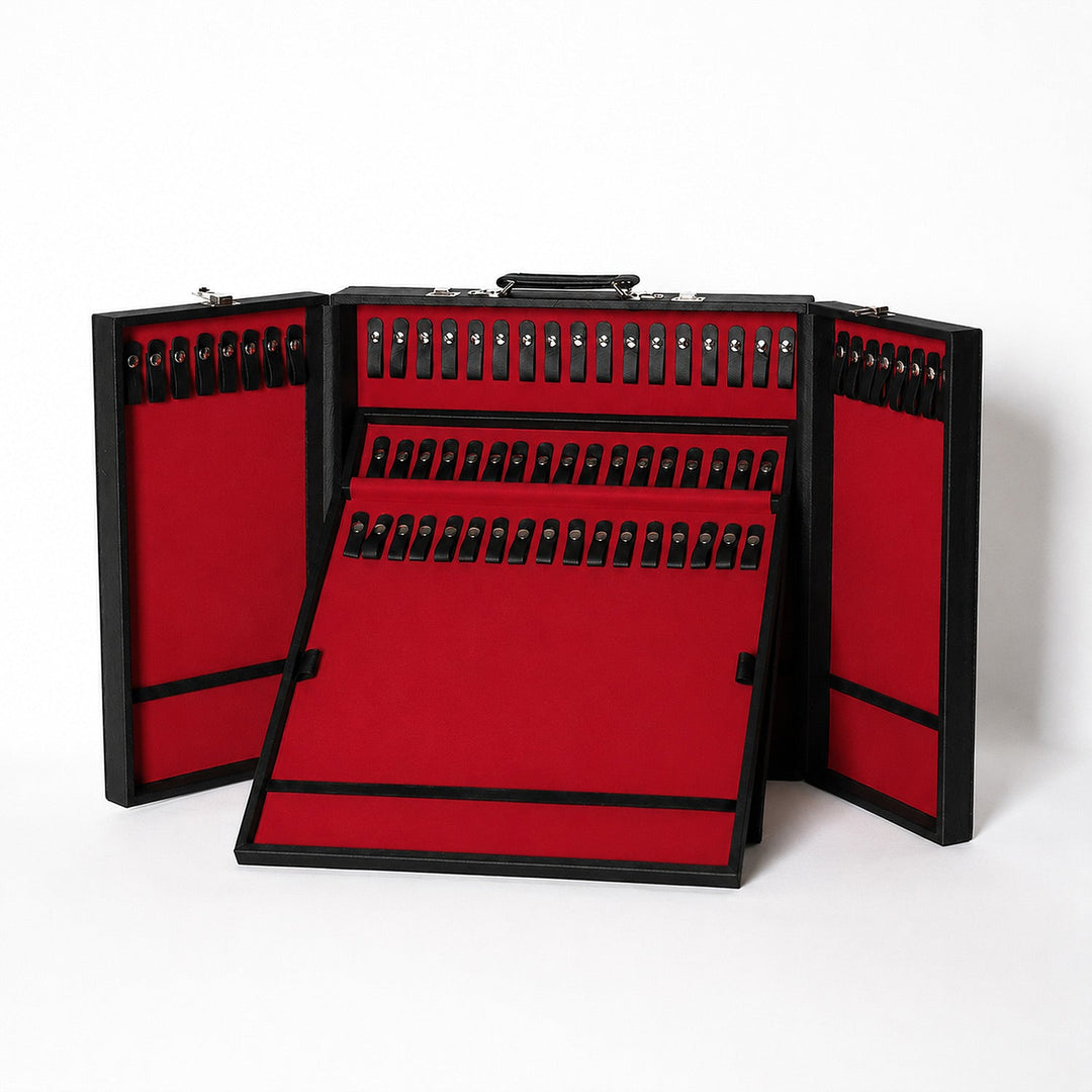 Exclusive Black Leather-Covered Wooden Tasbeeh Case (For up to 67 Tasbeehs) - WATD511