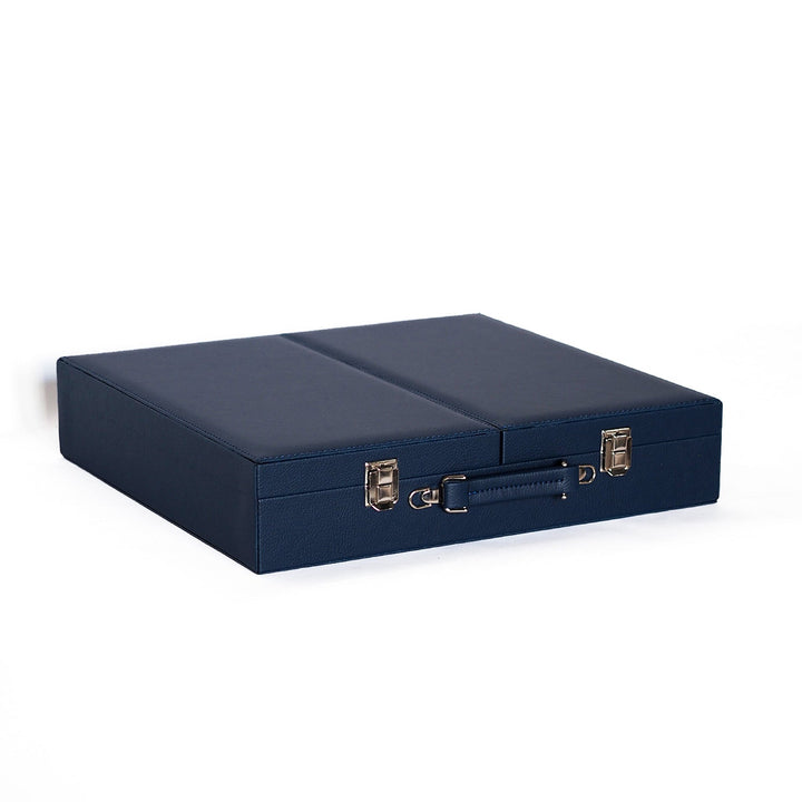 Exclusive Navy Blue Leather-Covered Wooden Tasbeeh Case (For up to 67 Tasbeehs) - WATD511