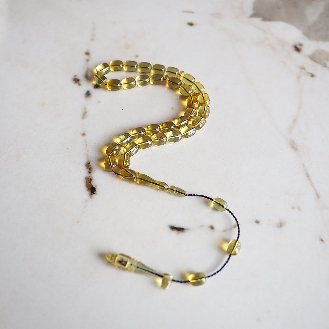 Mastercrafted Natural Amber Capsule Cut Tasbeeh – WATD512