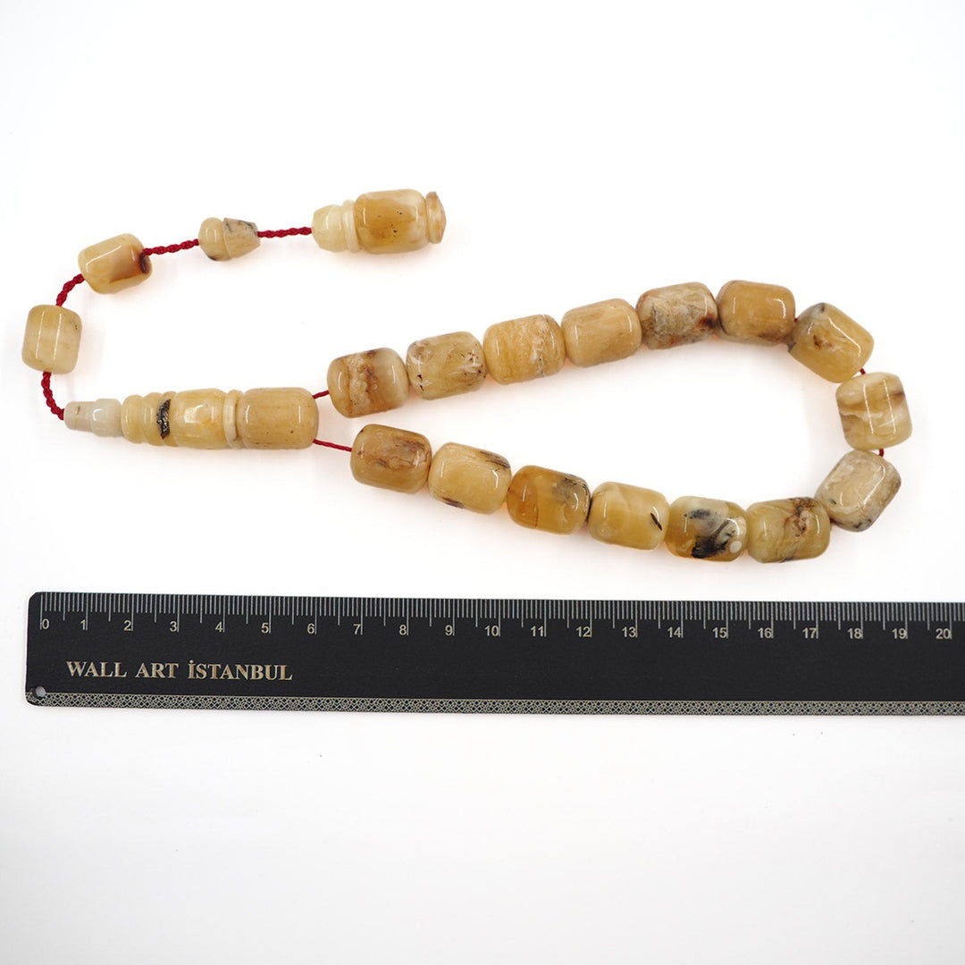 Mascot Size Capsule Cut Natural Amber Tasbeeh with Premium Gift Box – WATD526