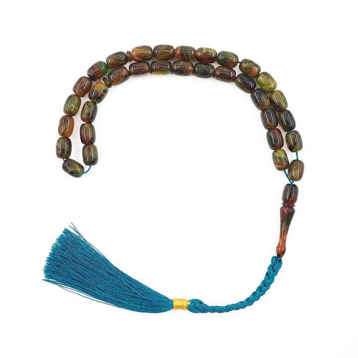 Capsule-Cut Pressed Amber Tasbeeh – WATD597