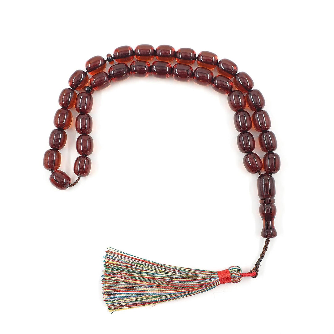 Ottoman Style Capsule Cut Fire Amber Tasbeeh - WATD624