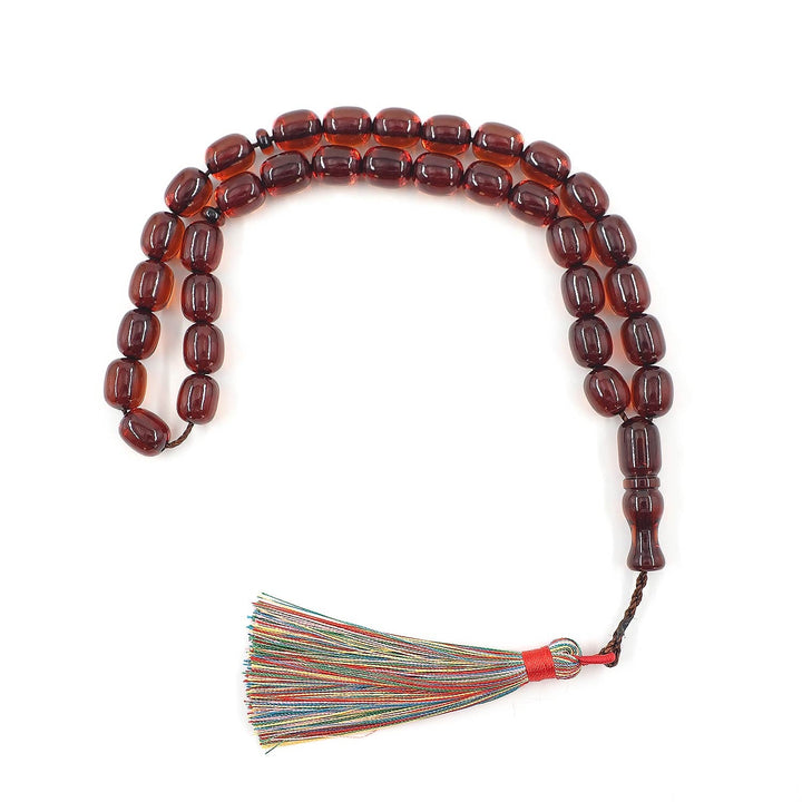 Ottoman Style Capsule Cut Fire Amber Tasbeeh - WATD624