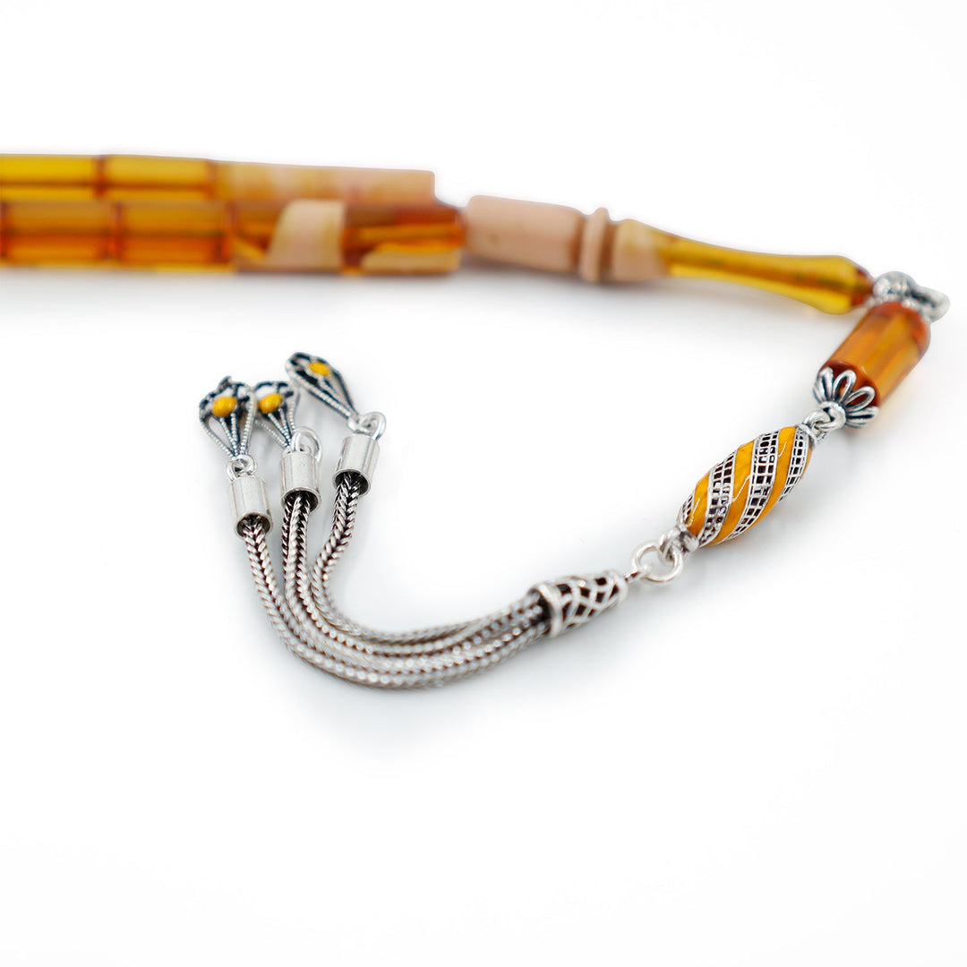 Fire Amber Tasbeeh with Silver Tassel – WATD660