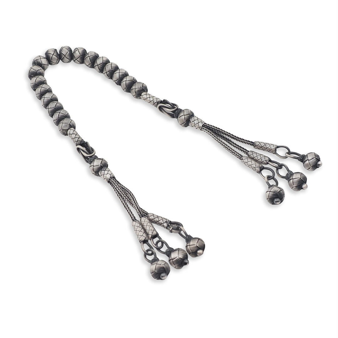 Handwoven 1000-Fineness Silver Zaza-Style Kazaziye Tasbeeh – WATD701