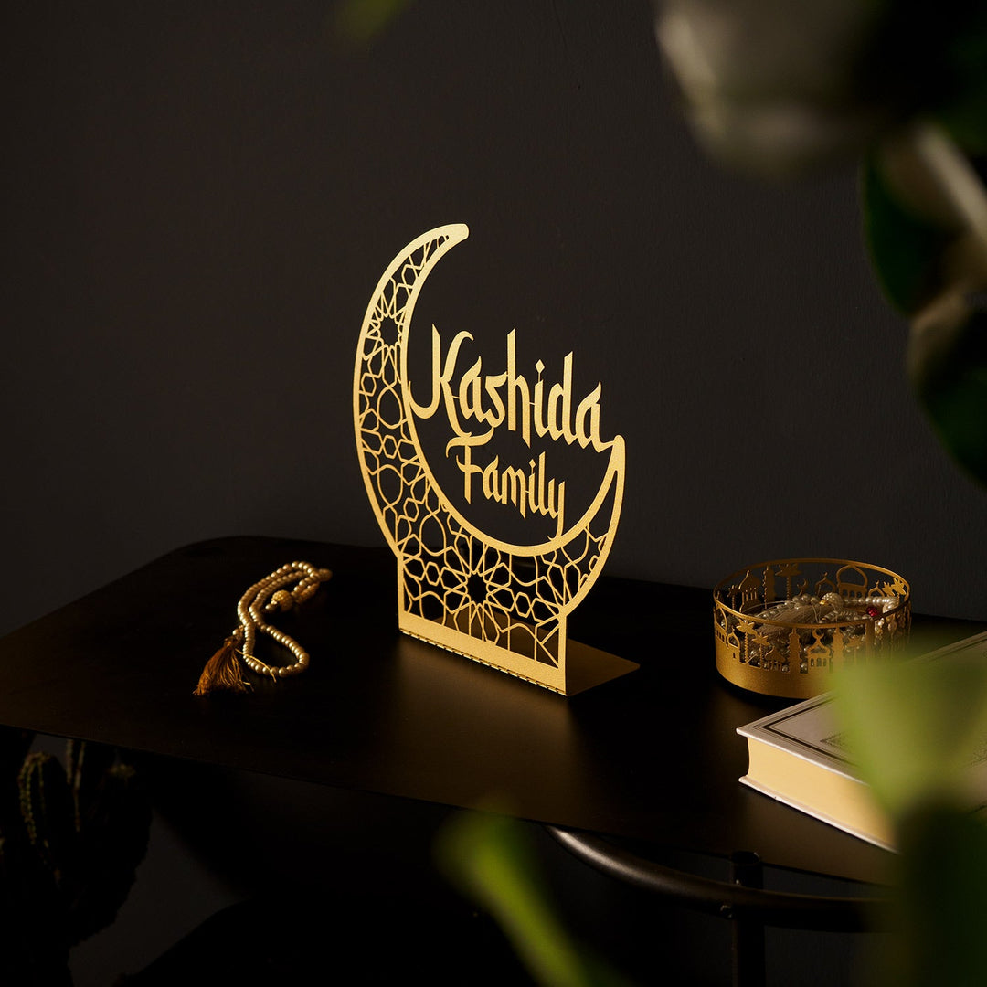 Personalized Crescent Moon Metal Islamic Tabletop Decor - WAMH154