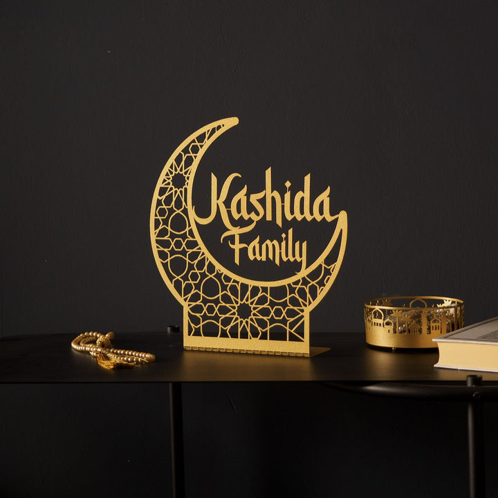 Personalized Crescent Moon Metal Islamic Tabletop Decor - WAMH154