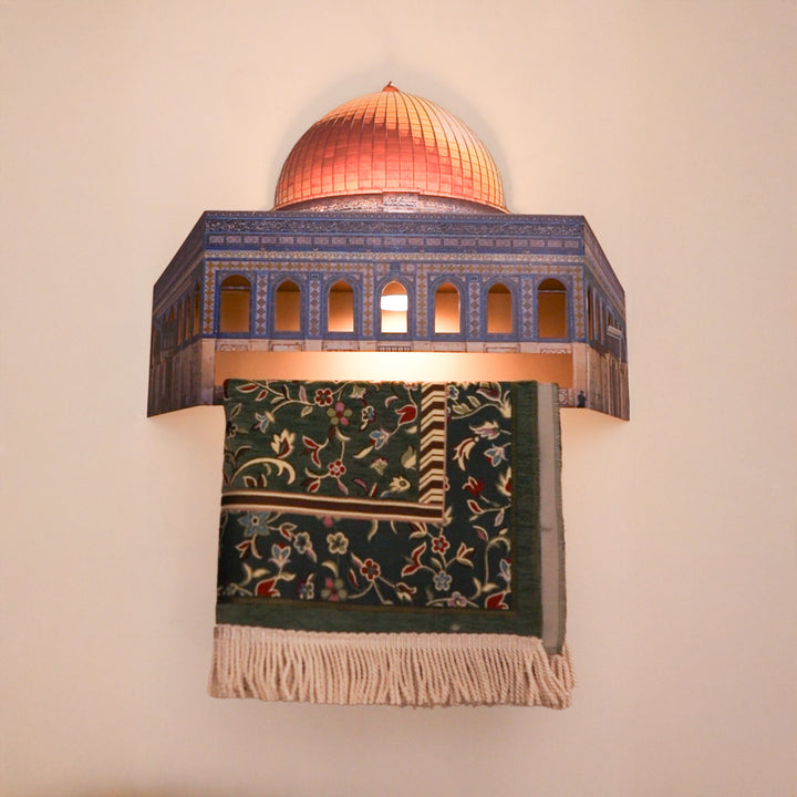 3D Metal Prayer Rug Holder & Wall Shelf with Al-Masjid Al-Aqsa - WAMH181