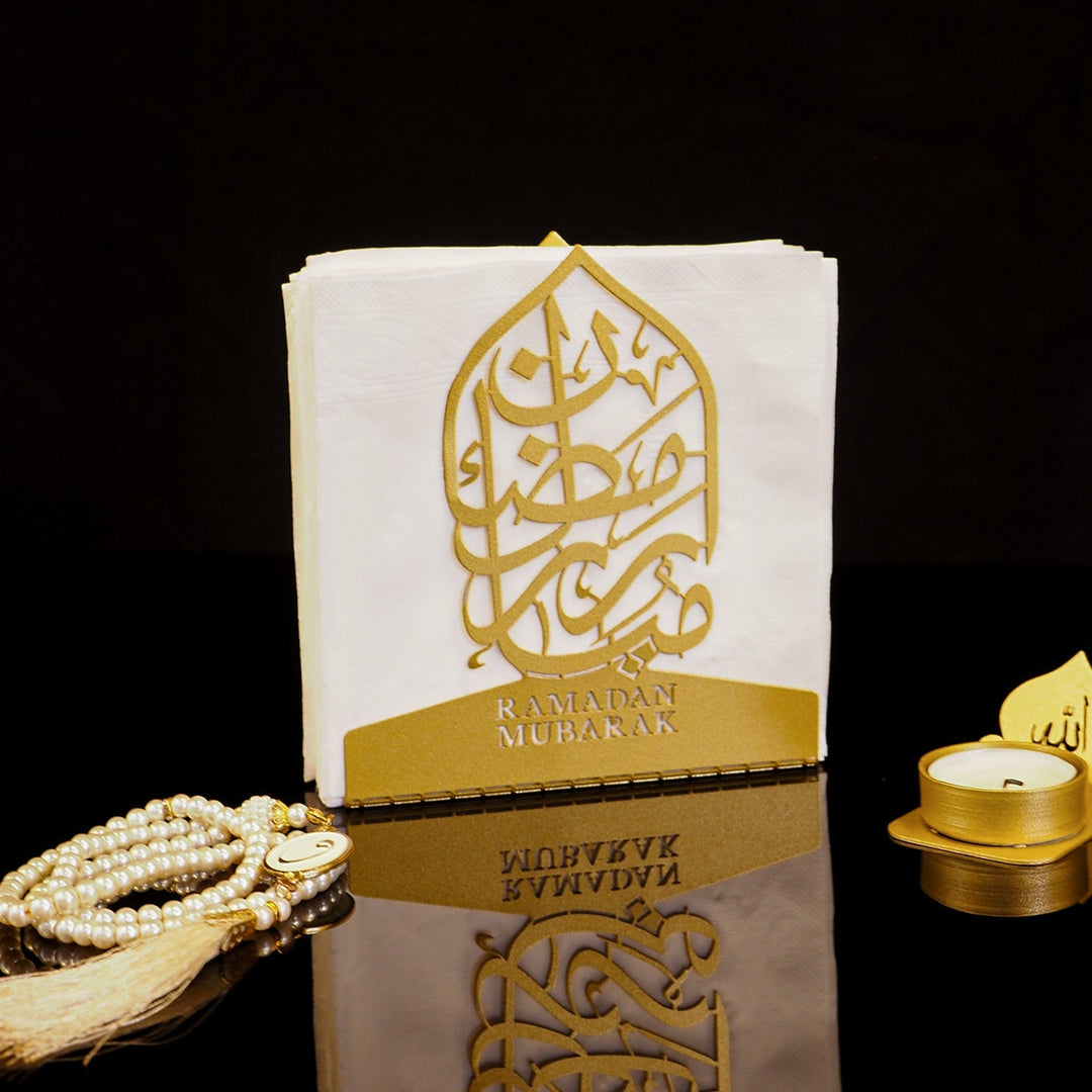 "Ramadan Mubarak" Metal Napkin Holder - WAMH176