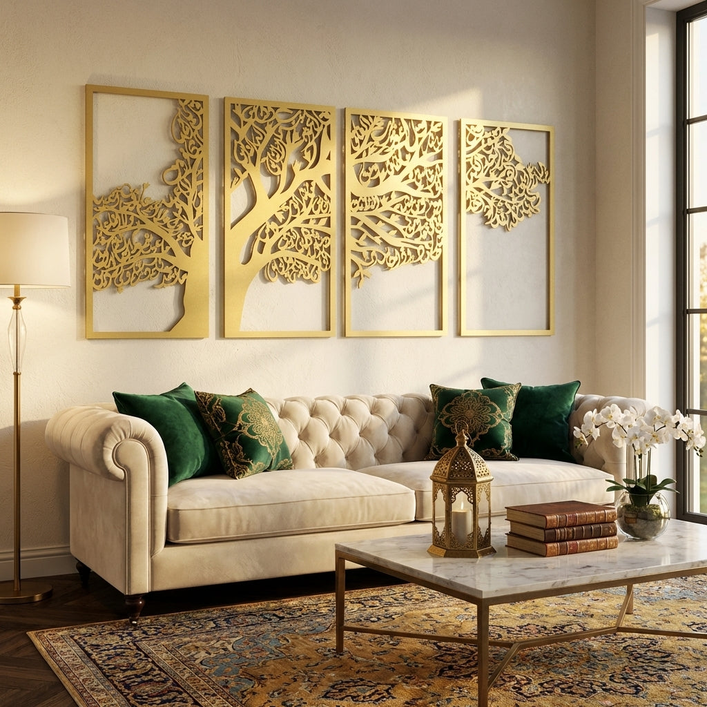 Metal Tree of Surahs (4 Quls) Islamic Wall Art Set of 4 - WAM229