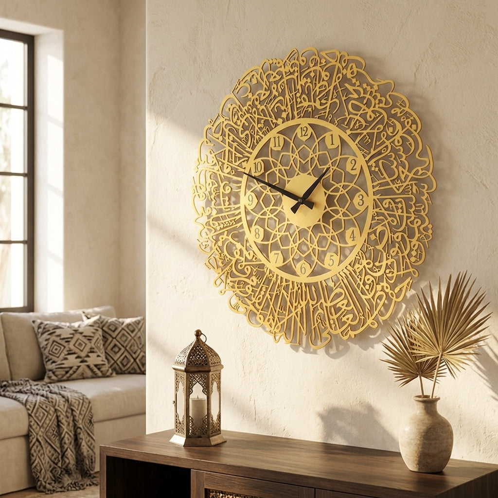 Ayatul Kursi Written Metal Wall Clock - WAMS011