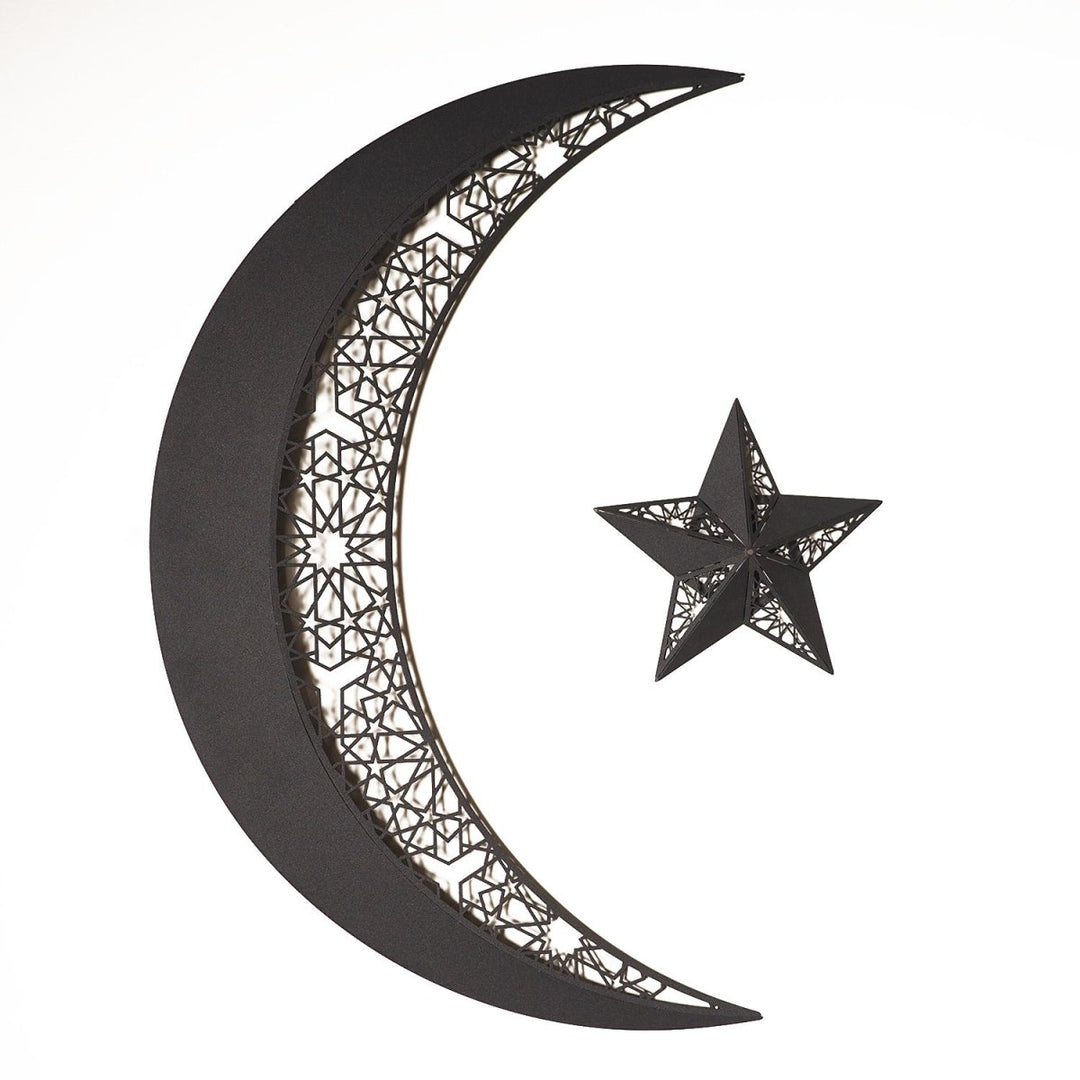 3D Metal Crescent and Star Wall Art - WAM208 - Wall Art Istanbul